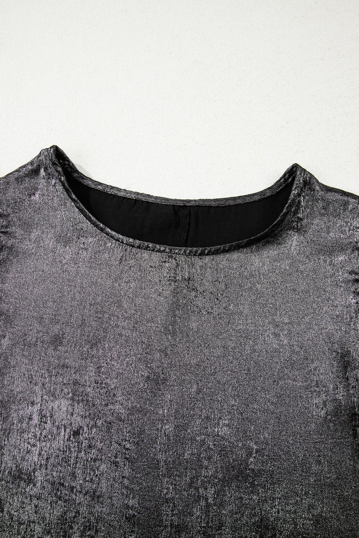 Metallic Ruffle Trim Sleeveless Round Neck Top