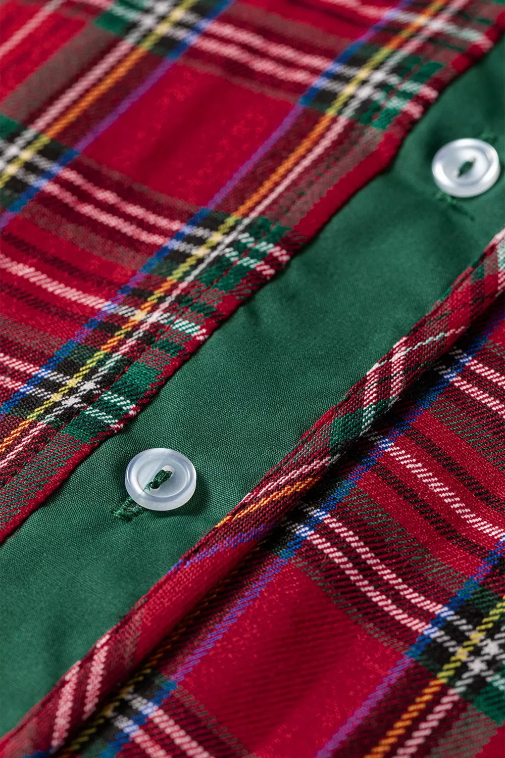 Plaid Ruffle Cuff Button Front Pocket Mini Dress
