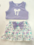 Children's Bowknot Tank Top and Skirt Set