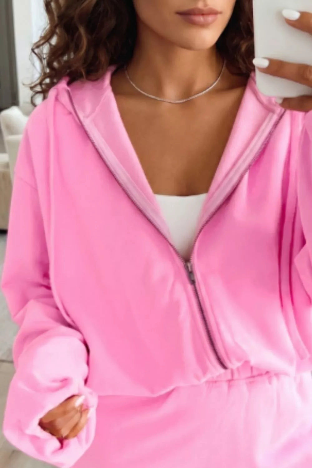 Zip-up One Piece Long Sleeve Hoodie