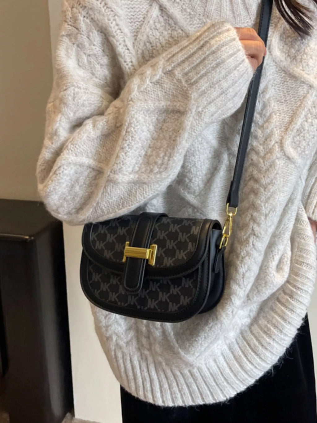 Patterned Flap Crossbody Bag