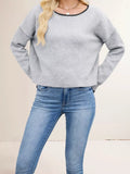 Contrast Trim Dropped Shoulder Sweater