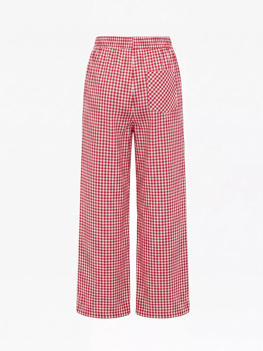 High-Waisted Gingham Wide-Leg Drawstring Pants