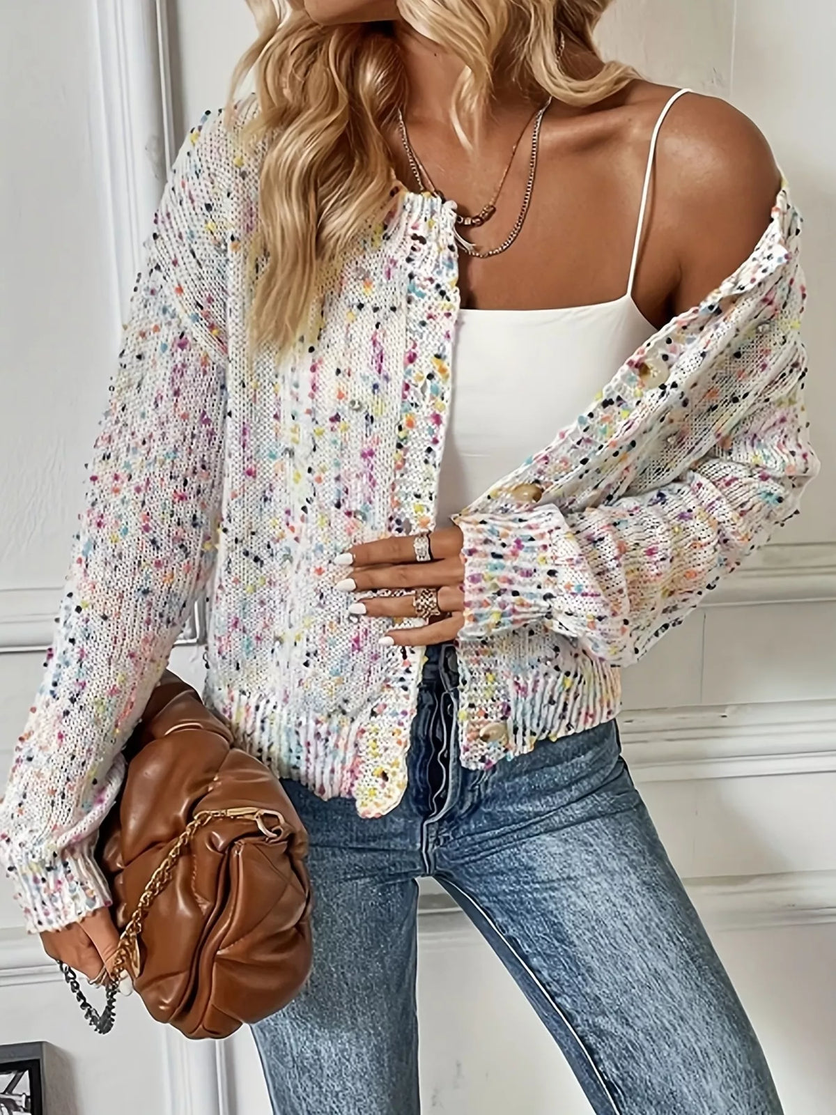 Textured Knit Button-Up Cardigan