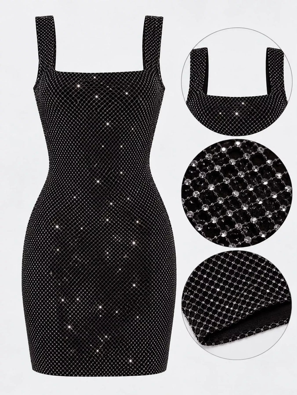 Backless Rhinestone Embellished Bodycon Mini Dress