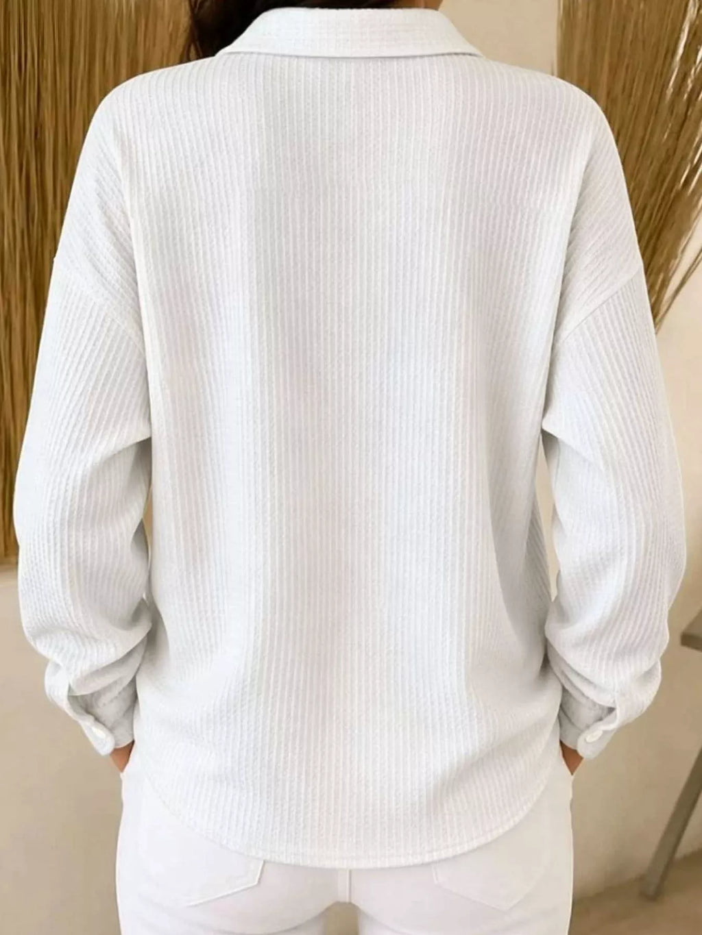 Waffle Knit Button-Down Shirt