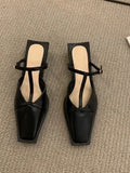 Square Toe T-Strap Sandals