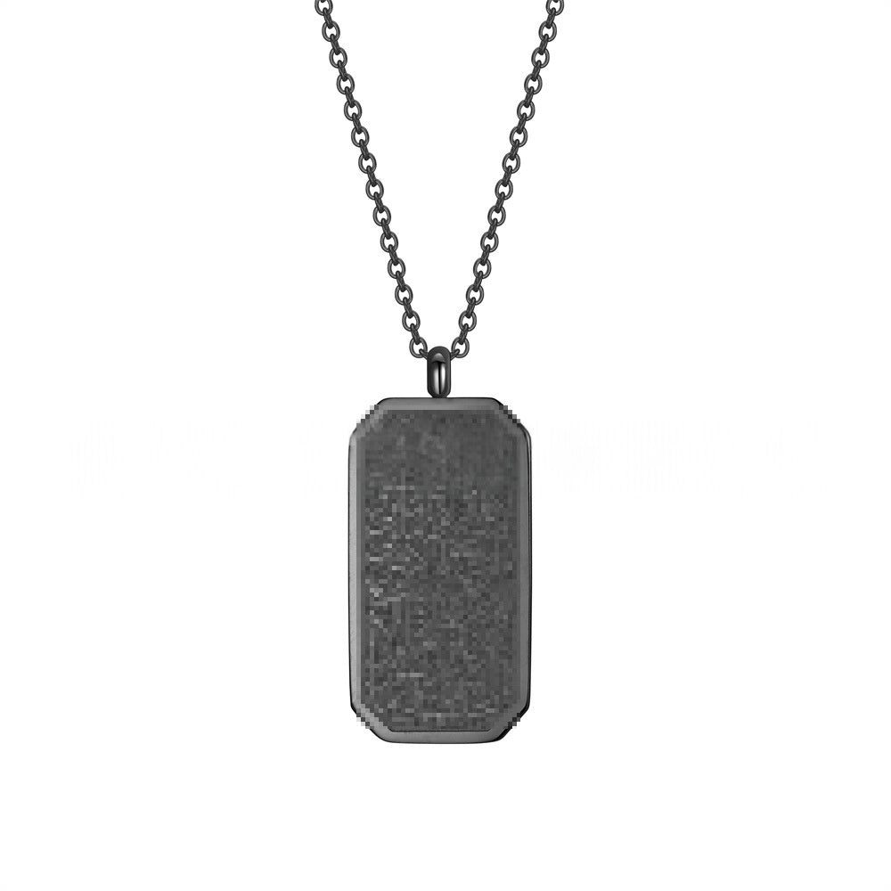 Stainless Steel Octagonal Pendant With Embossed Finish Titanium Steel Necklace