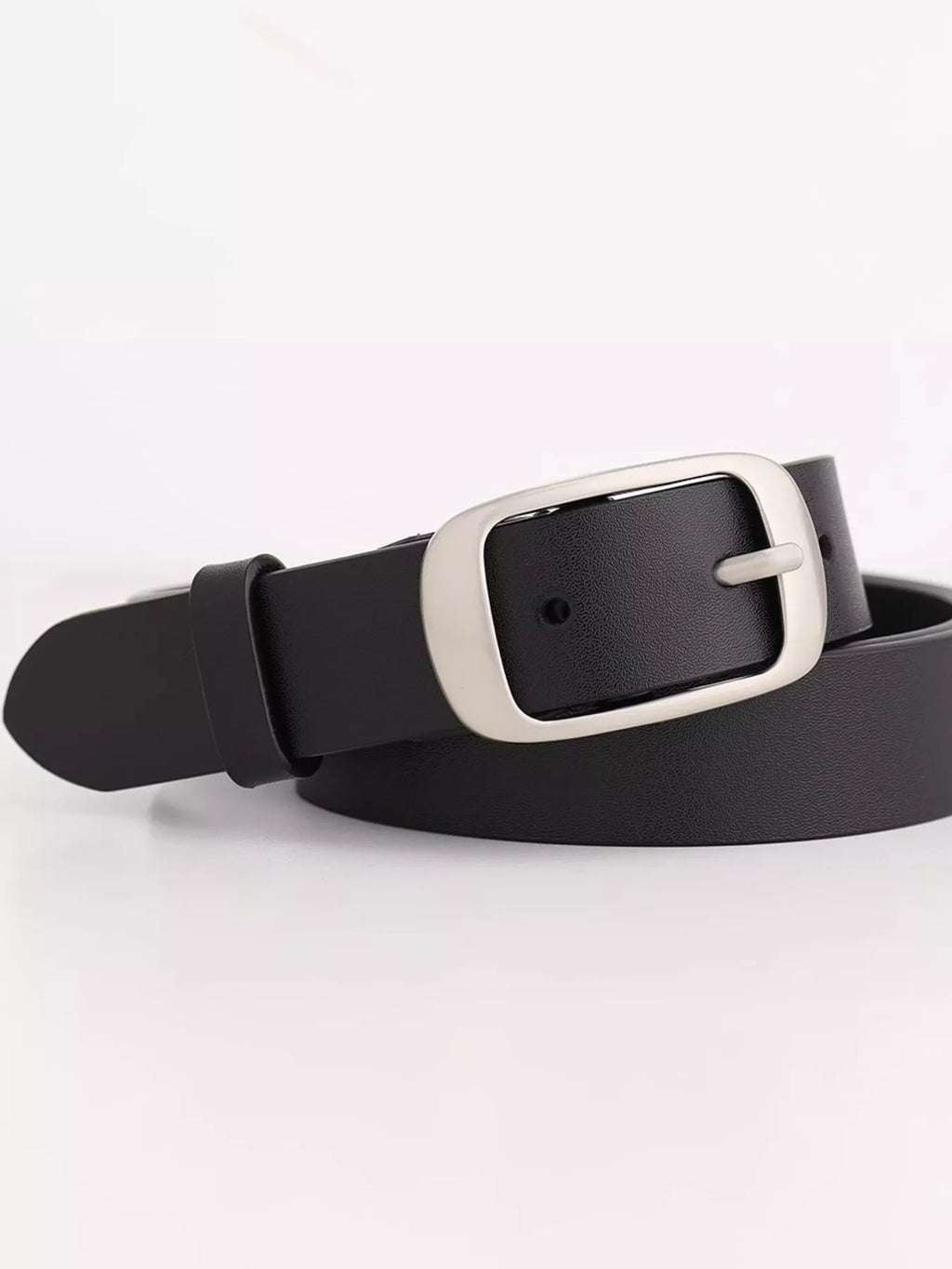 Leather Belt with Silver Buckle