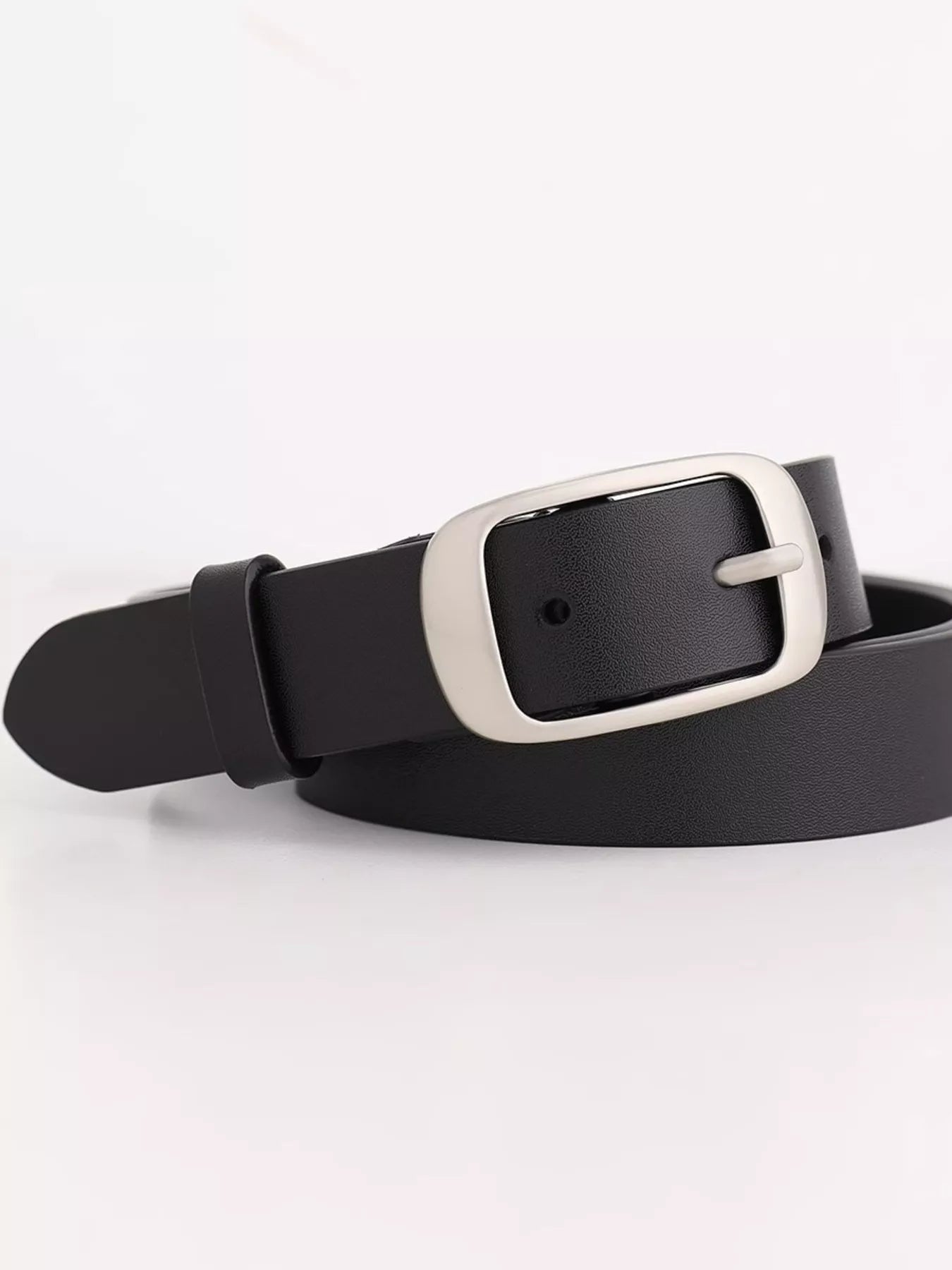 Leather Belt with Silver Buckle