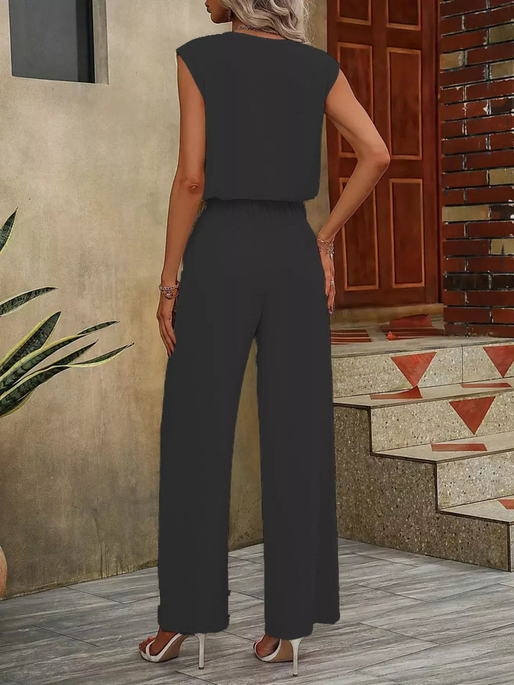 V-Neck Sleeveless Tank and Wide-Leg Pants Set