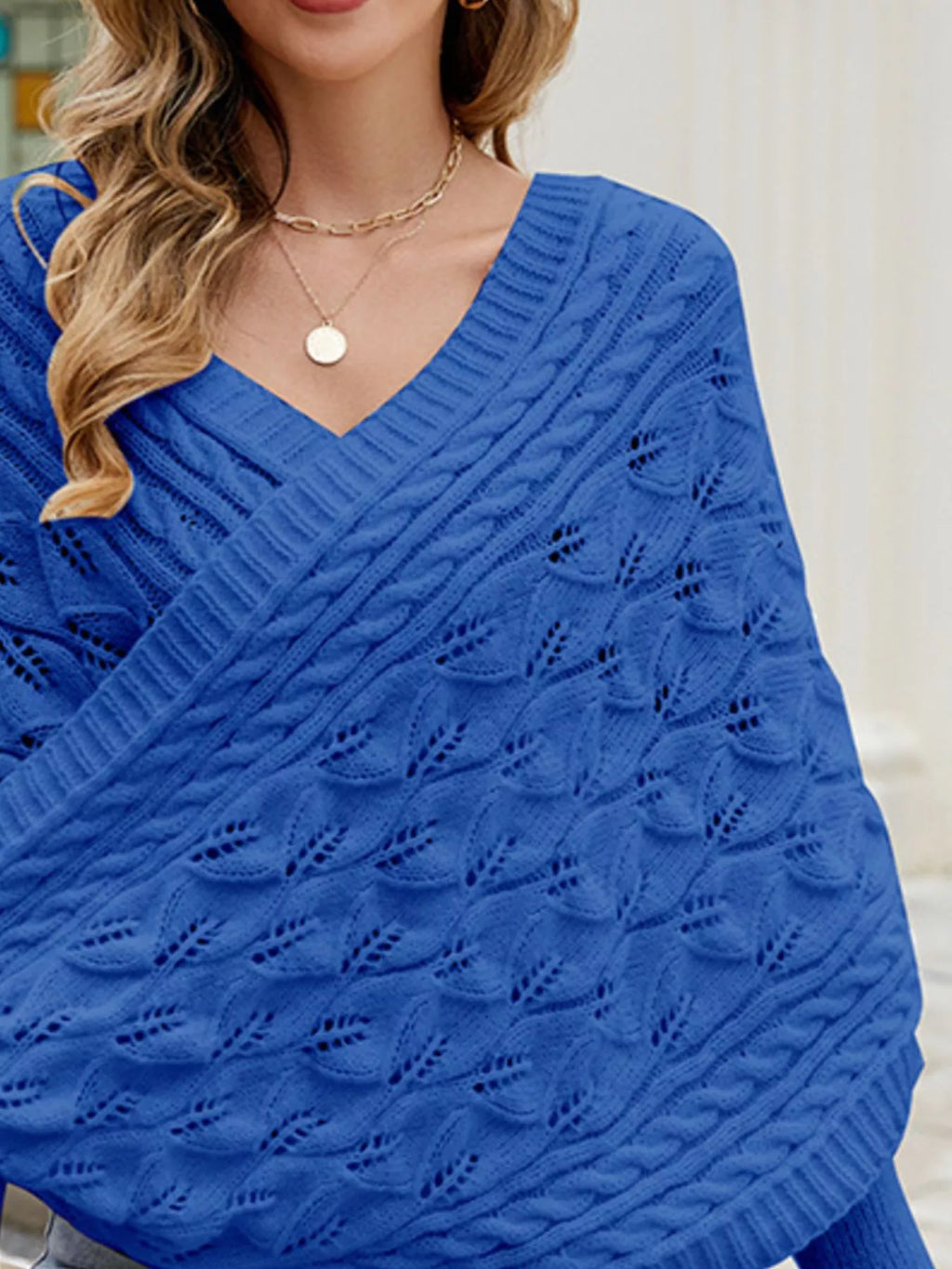 Cable Knit Batwing Sleeve Sweater