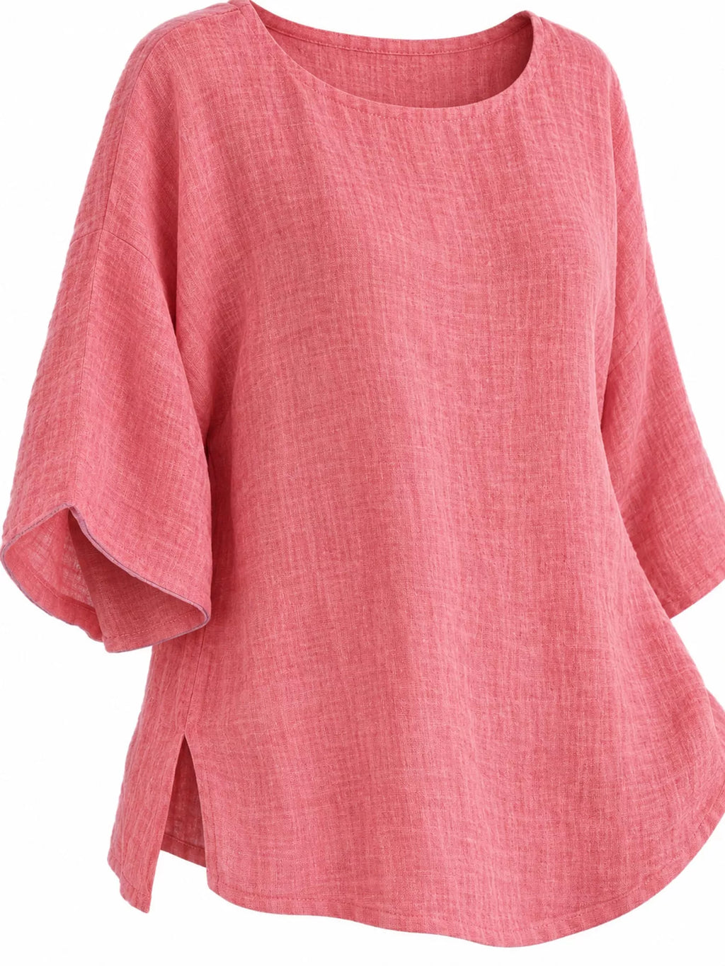 Full Size Loose Fit Linen Blend Blouse Plus Size