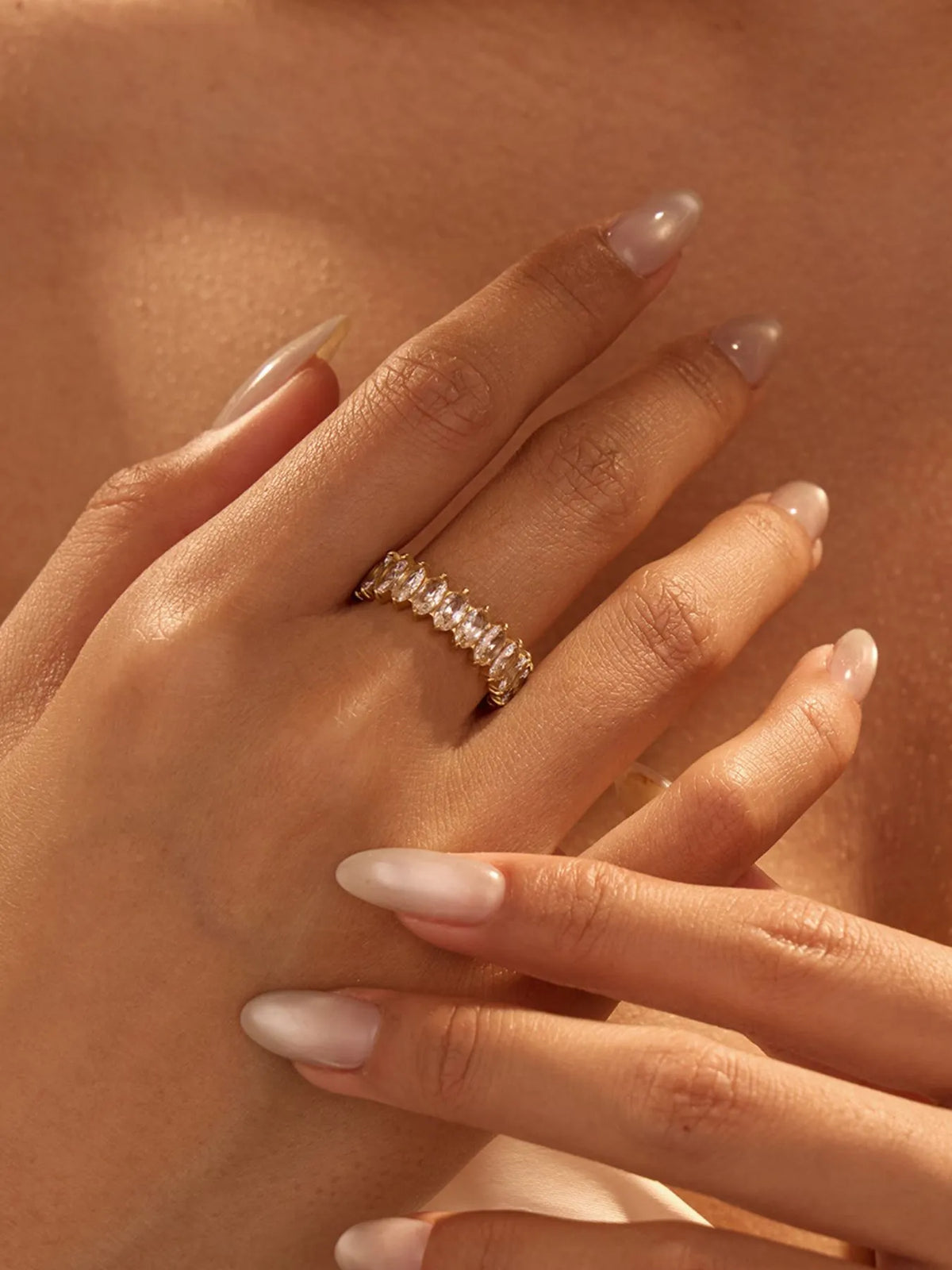 18K Gold-Plated Stainless Steel Zircon Stackable Ring