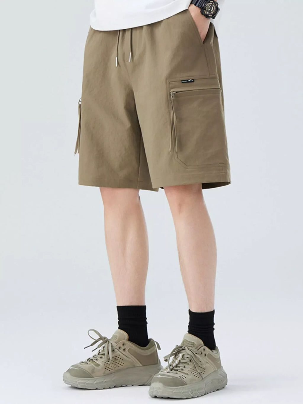 Men's Plus Size Drawstring Casual Cargo Shorts