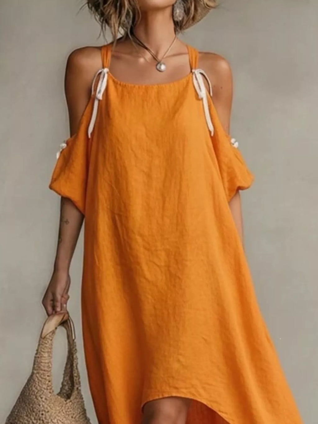 High-Low Cold Shoulder Maxi Dress