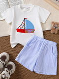 Children's Sailboat Tee and Striped Shorts Set