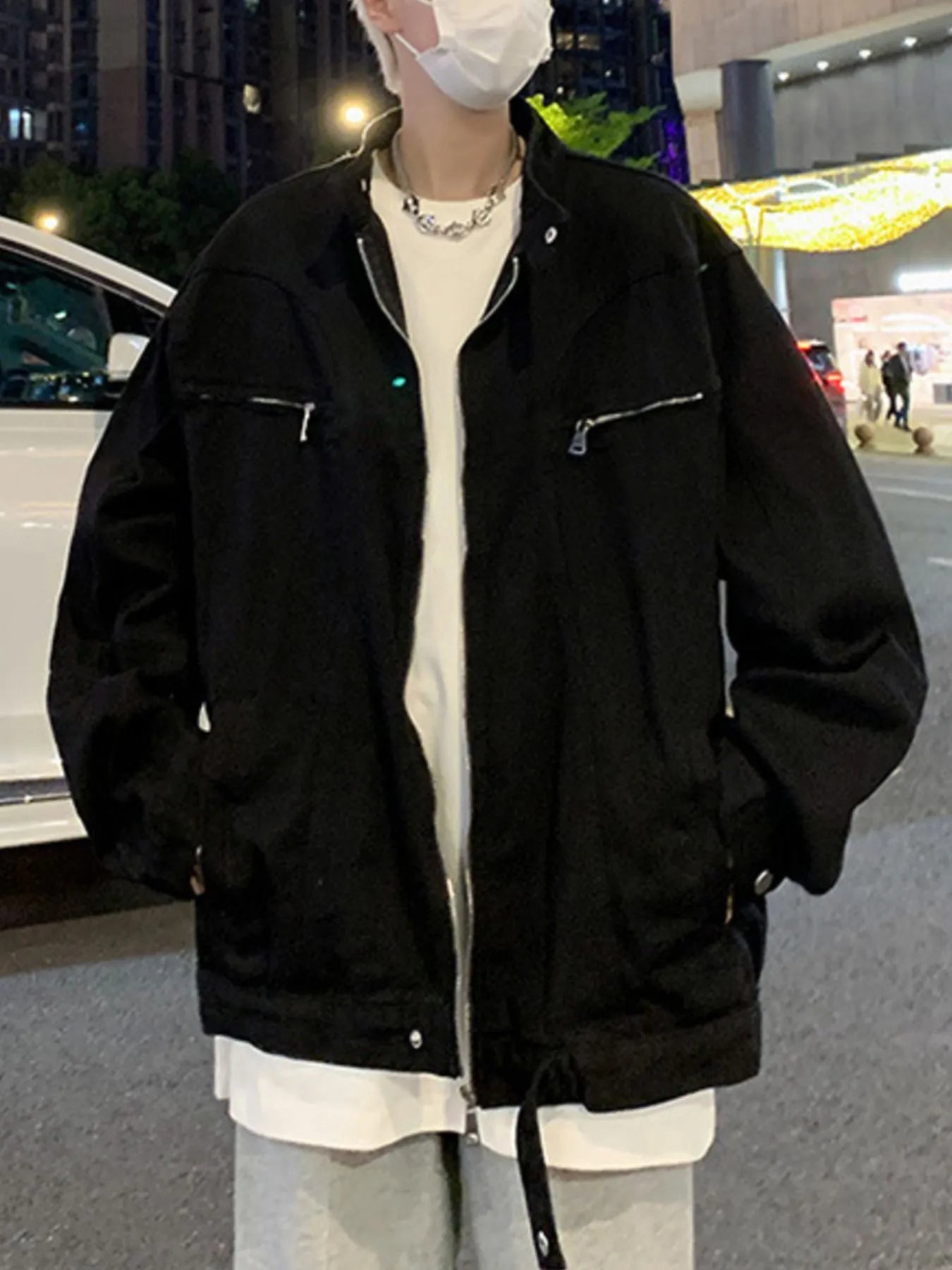 Men's Plus Size Zip Up Oversized Denim Jacket
