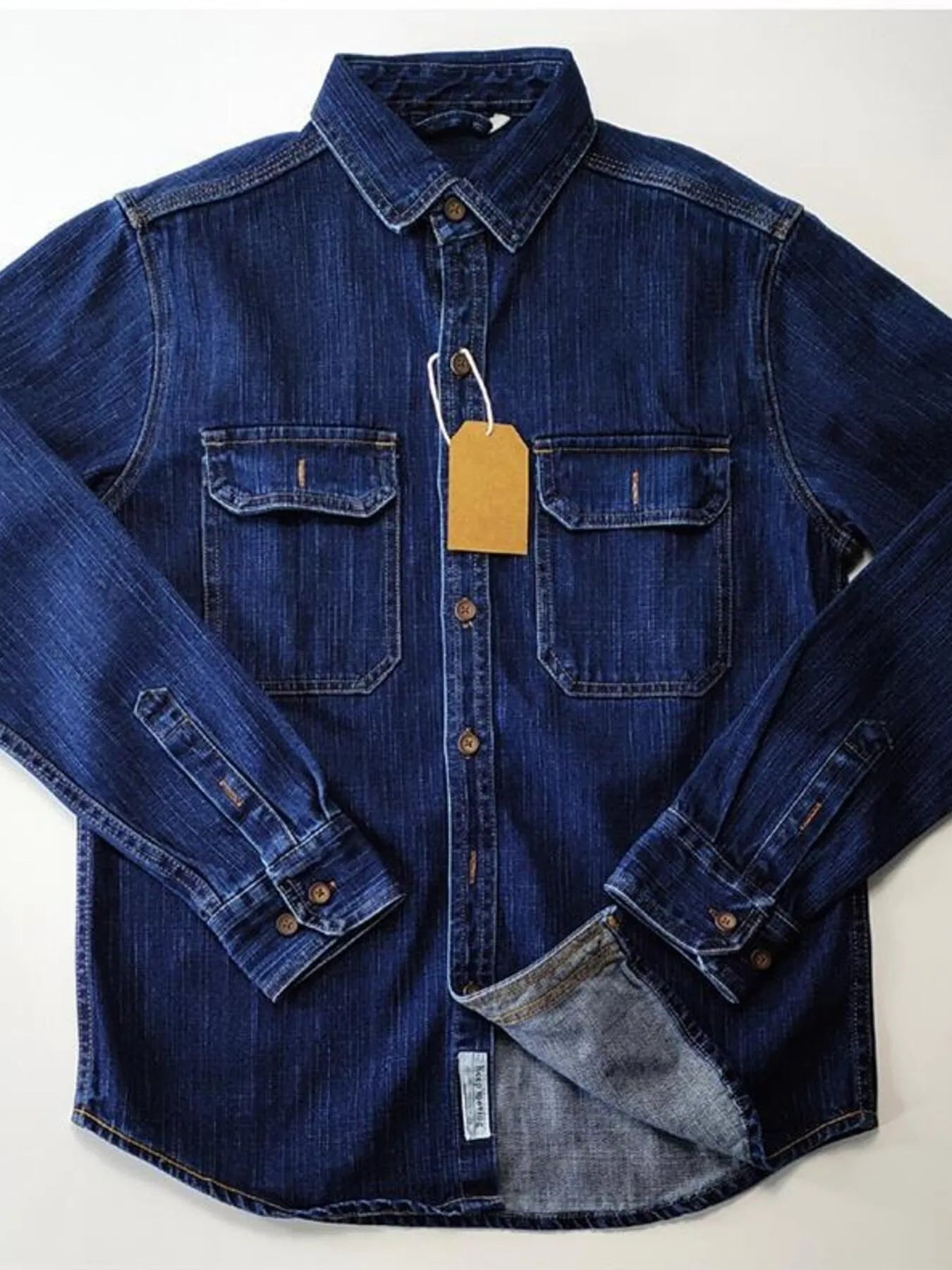 Men's Plus Size Button Up Long Sleeve Denim Shirt