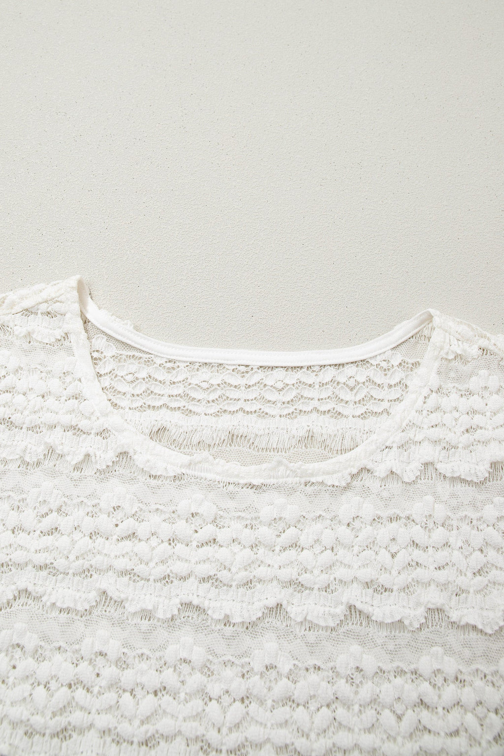White Sheer Lace Short Sleeve Top