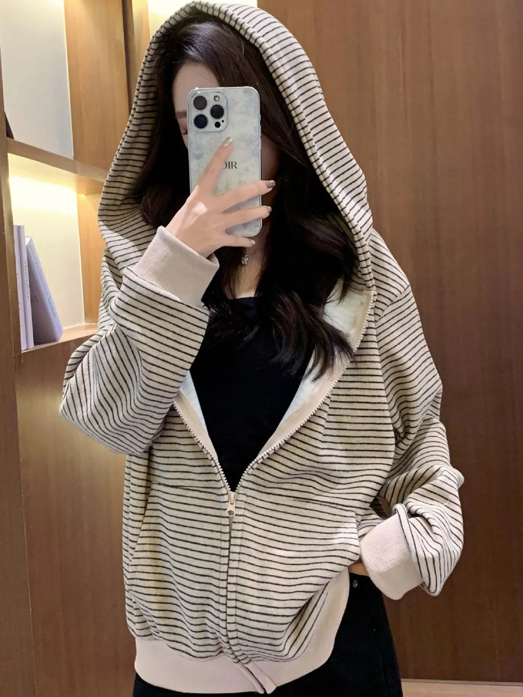 Striped Zip-Up Hoodie