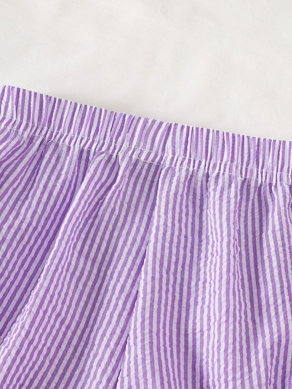 Children's Striped Ruffle Sleeve Top and Shorts Set