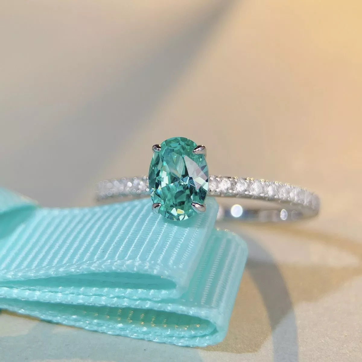 925 Sterling Silver Zircon Oval Ring