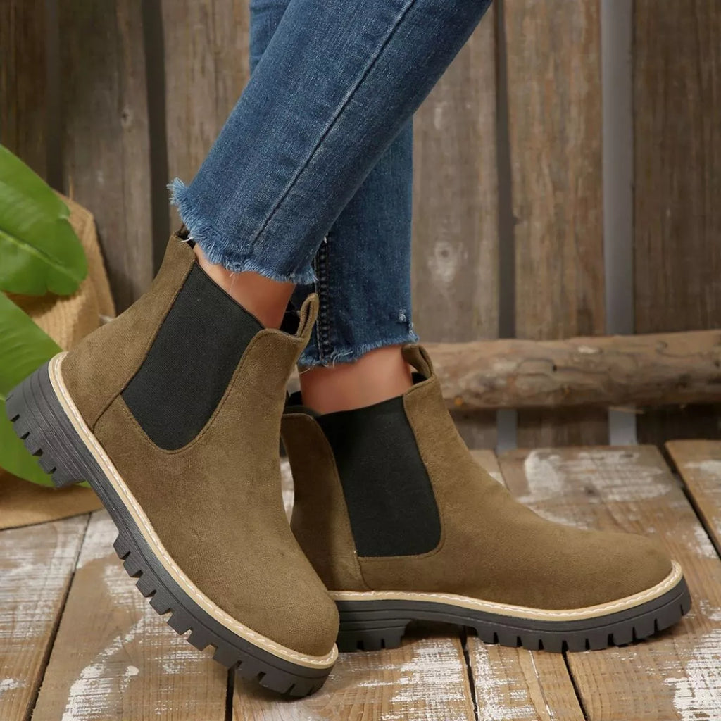 Round Toe Block Heels Boots