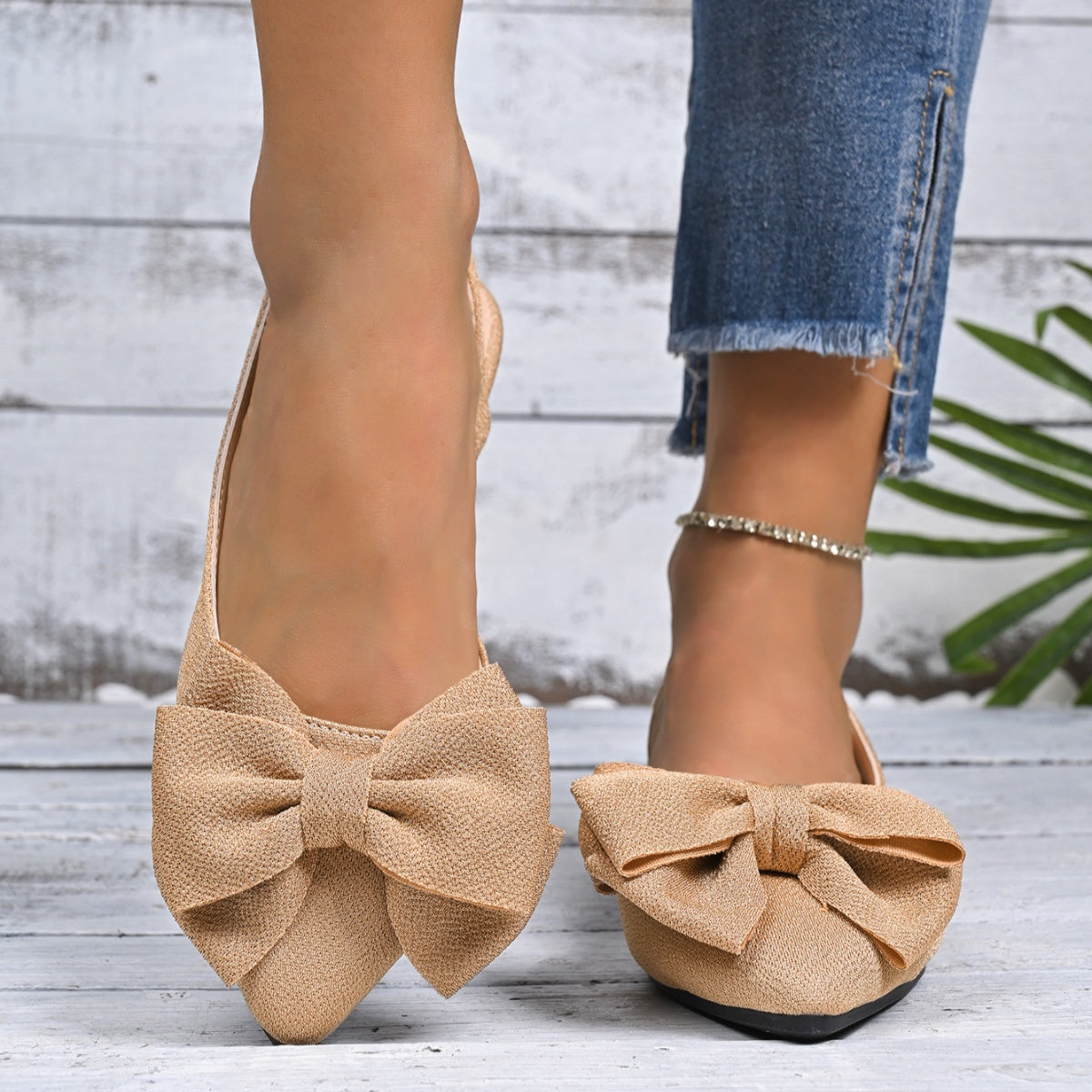 Bow Point Toe Slingback Sandals