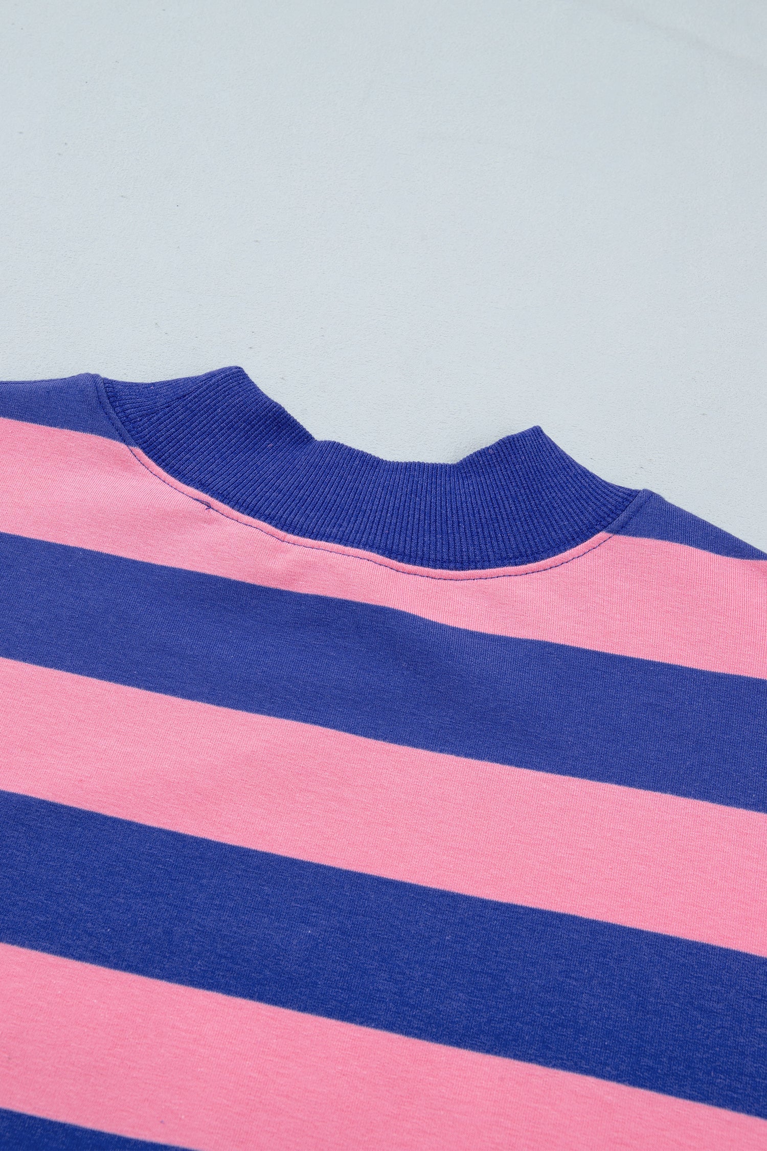 Rose Stripe Colorblock Mock Neck Relaxed Sweatshirt