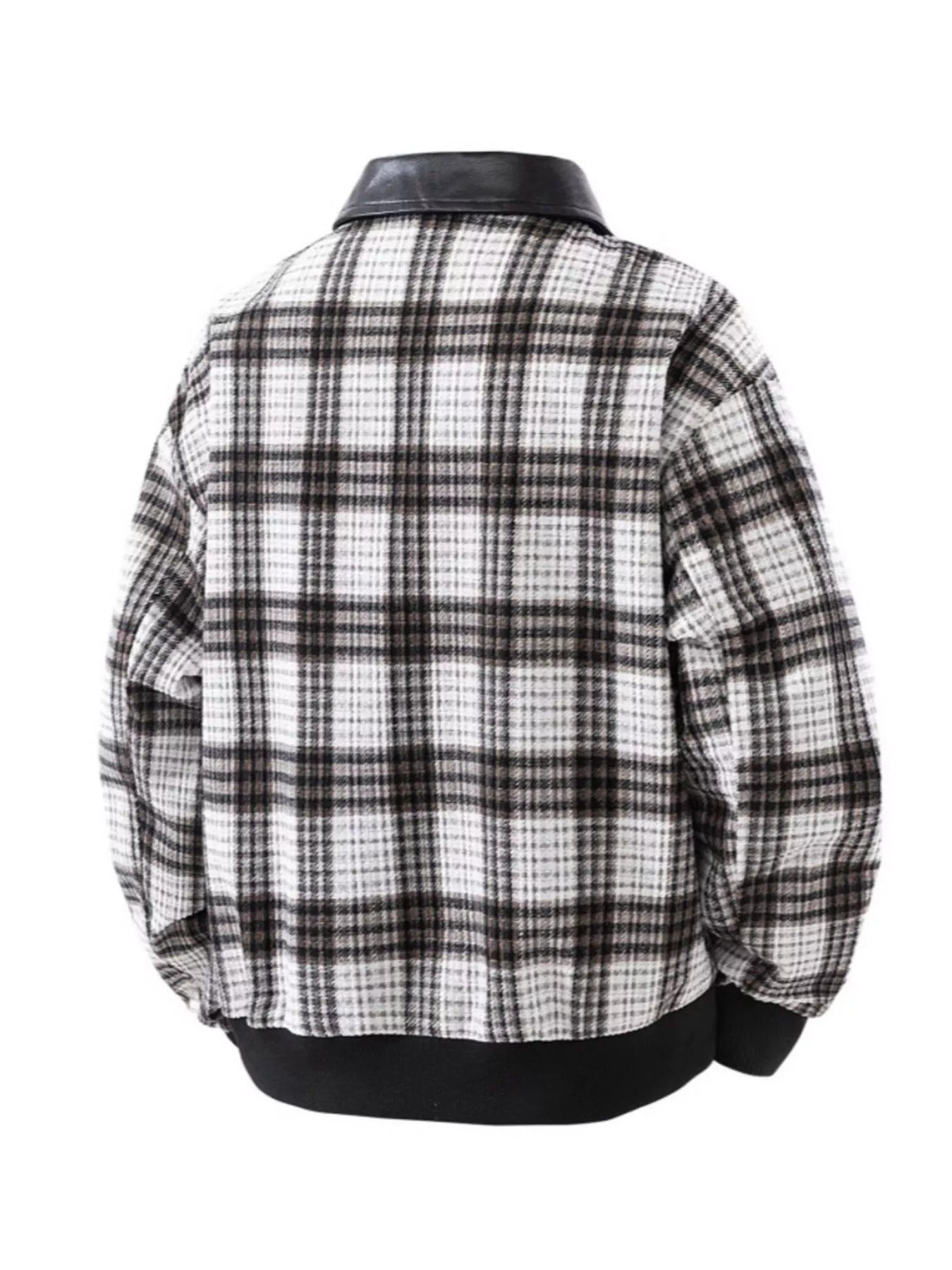 Men's Plus Size Plaid Pattern Snap Down Casual Jacket