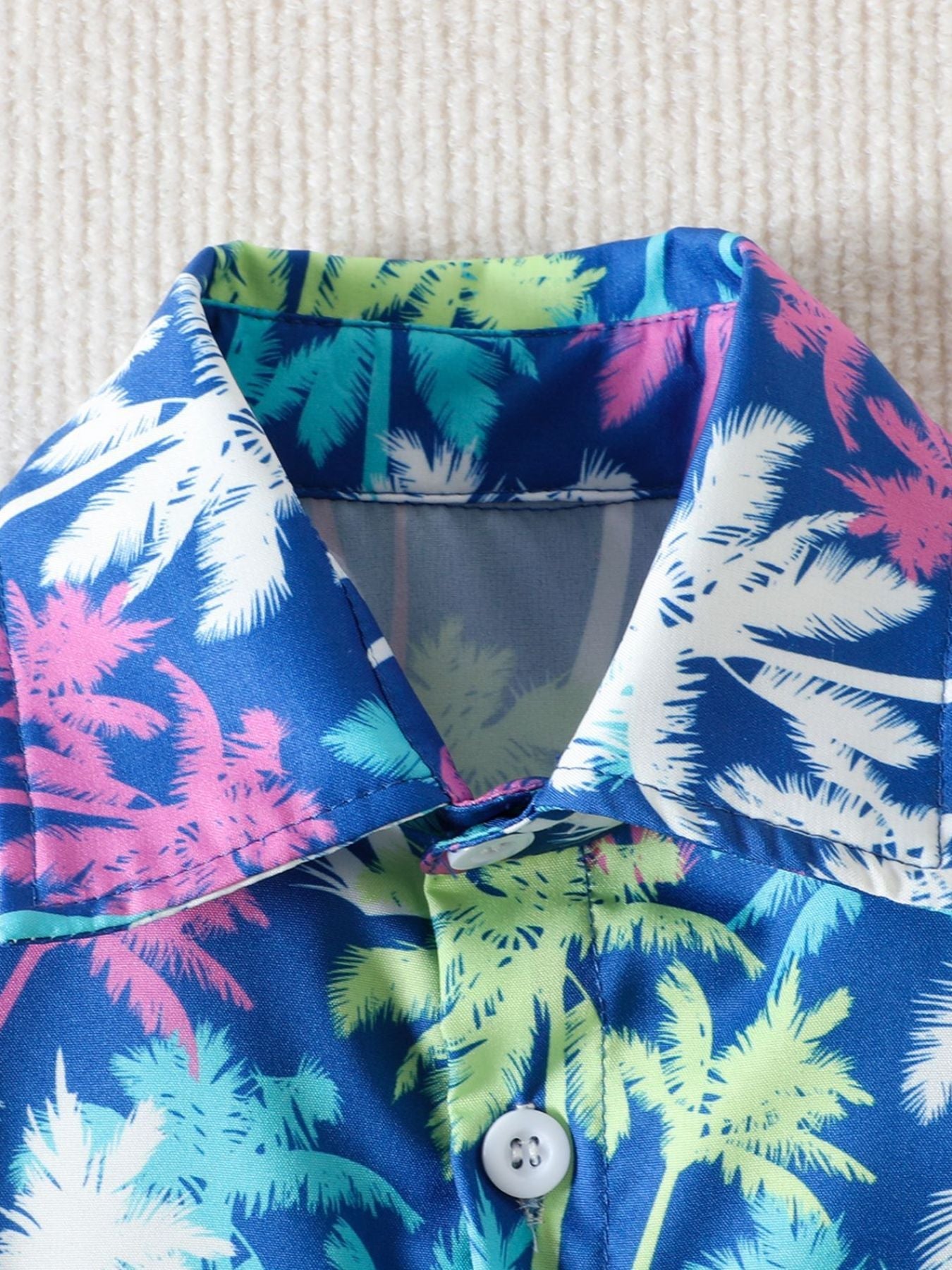 Children's Tropical Print Button-Up Shirt & Shorts Set