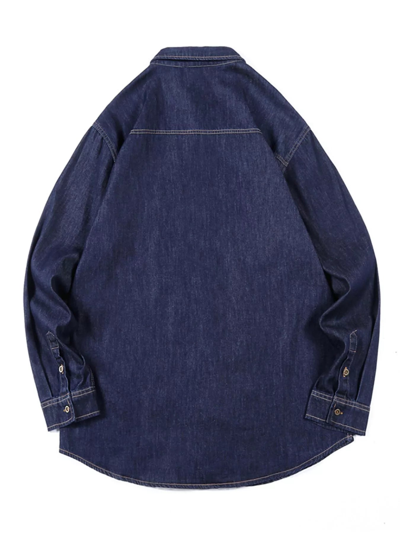 Men's Plus Size Button Up Long Sleeve Denim Shirt