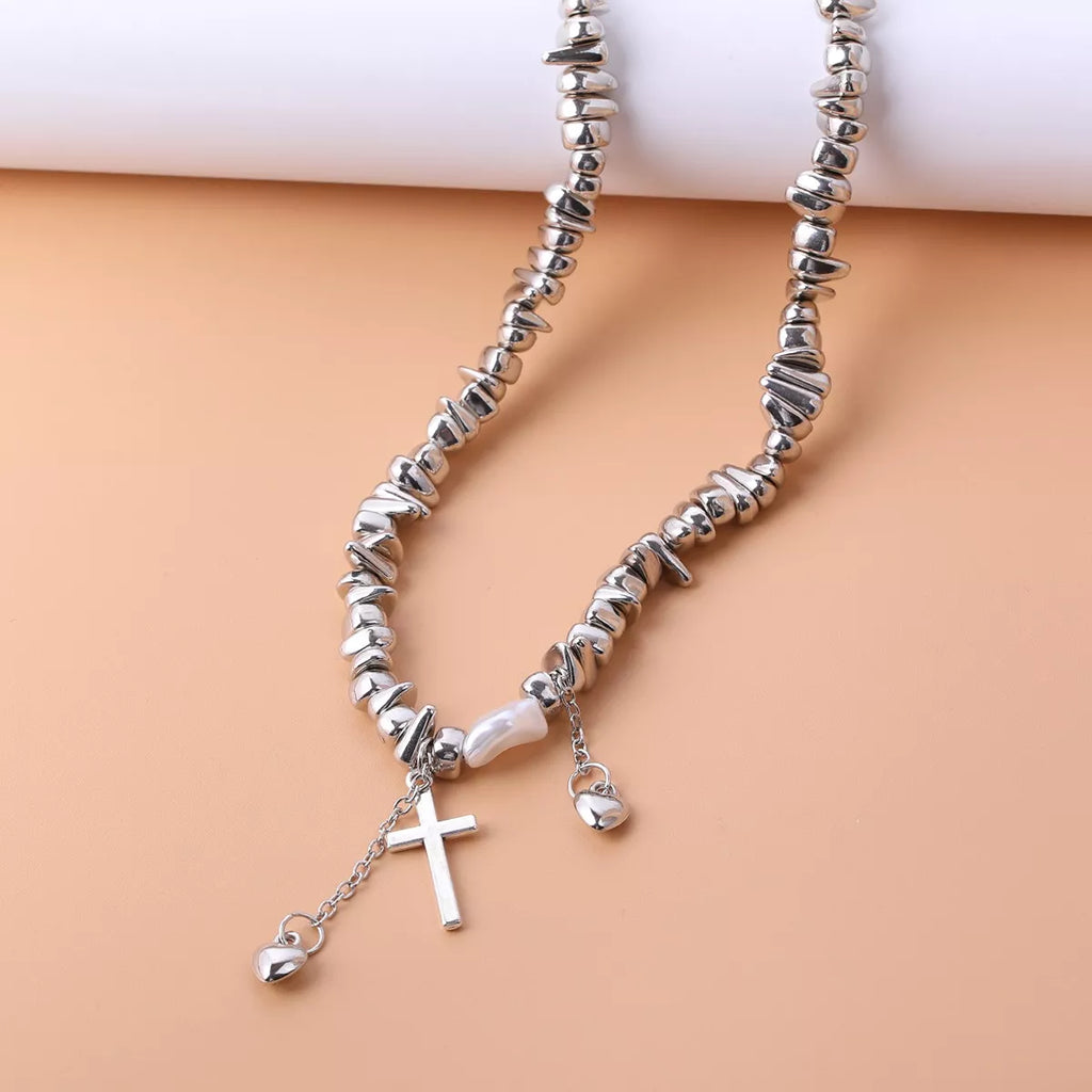 Chunky Chain Cross Pendant Necklace