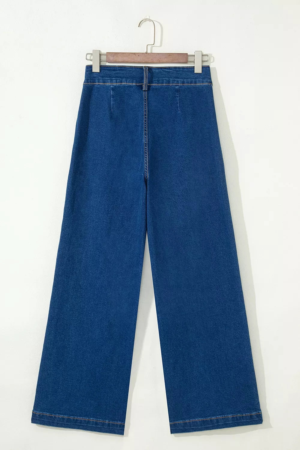 Hardware Decor Patched Pockets Wide Leg Jeans