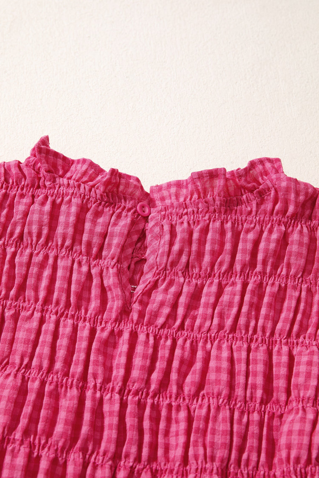 Red Plaid Shirred Ruffle Trim Tank Top