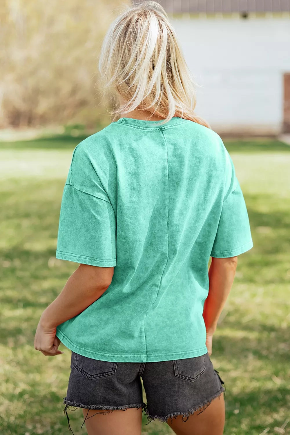Solid Color Cotton Mineral Washed Oversize Tee