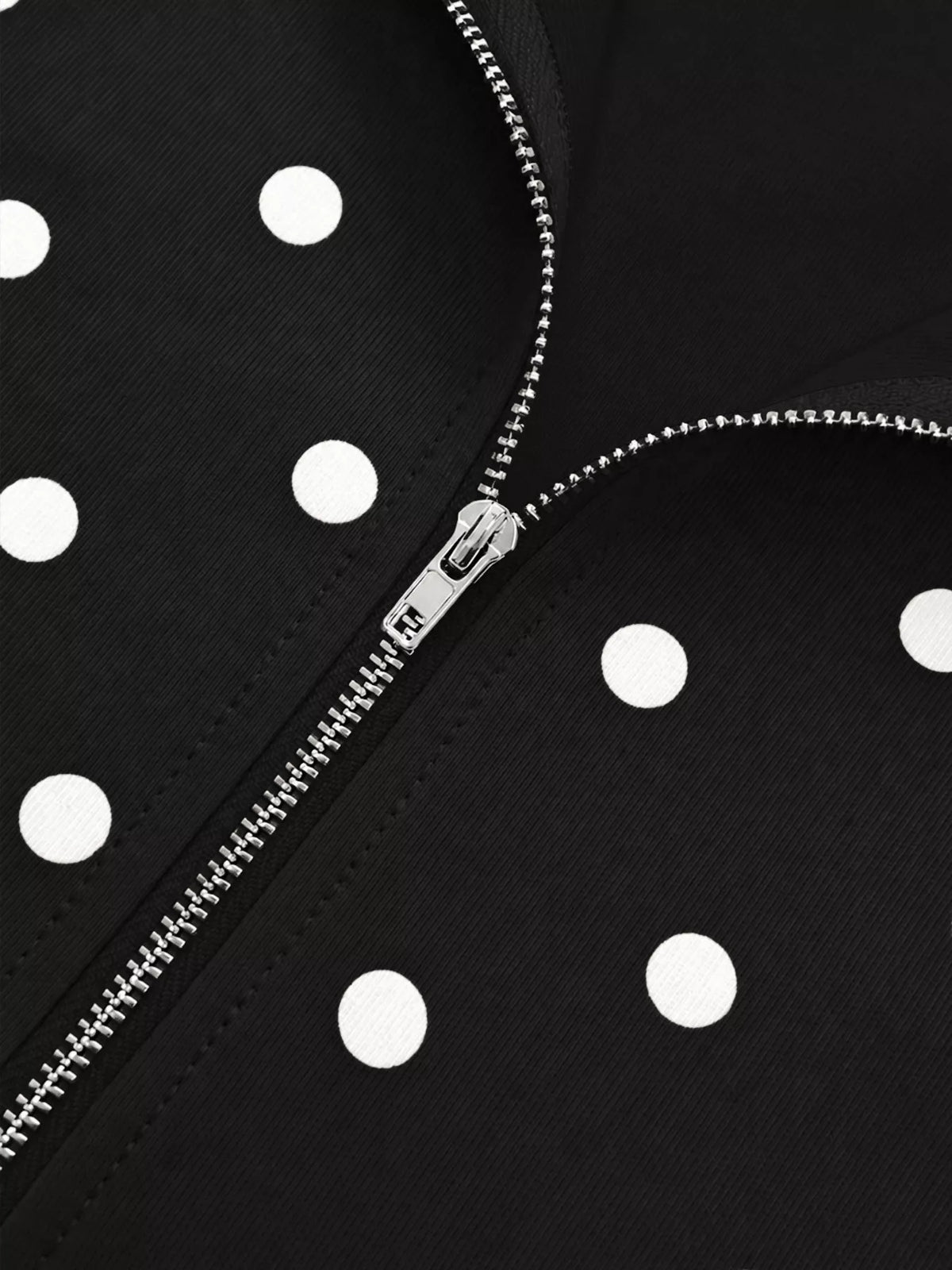 Polka Dot Half Zip Cropped Sweatshirt
