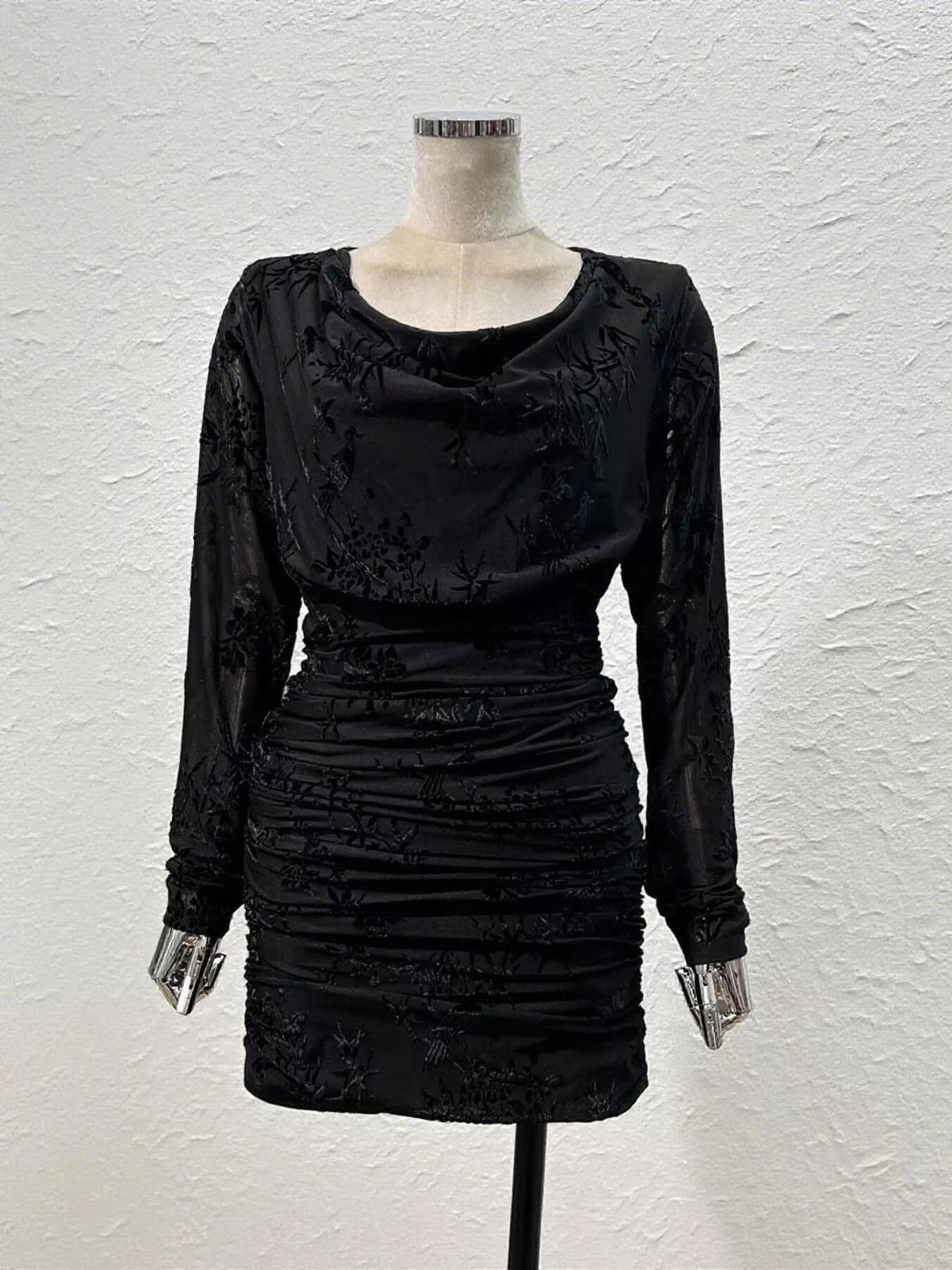 Ruched Long Sleeve Mini Dress