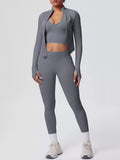 Tank & Zip-Up Jacket and Leggings Three-Piece Active Set