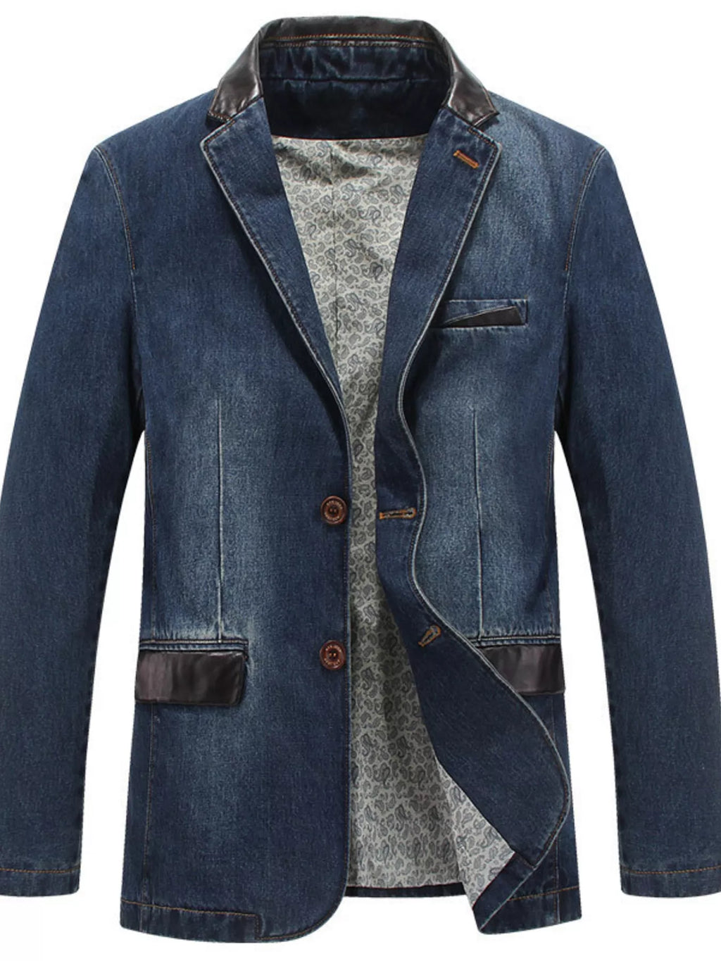 Men's Plus Size Button Up Denim Blazer