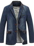 Men's Plus Size Button Up Denim Blazer