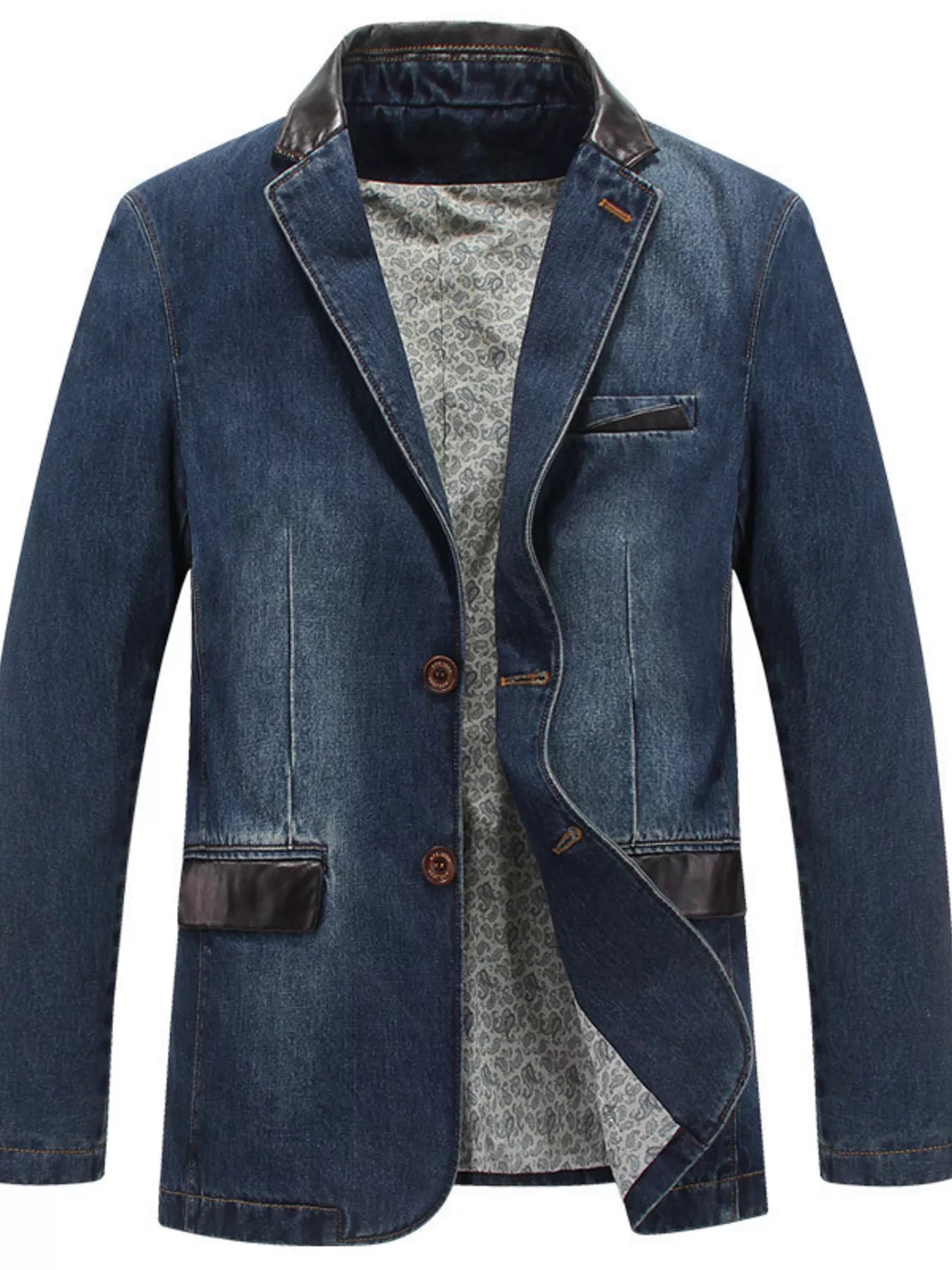 Men's Plus Size Button Up Denim Blazer