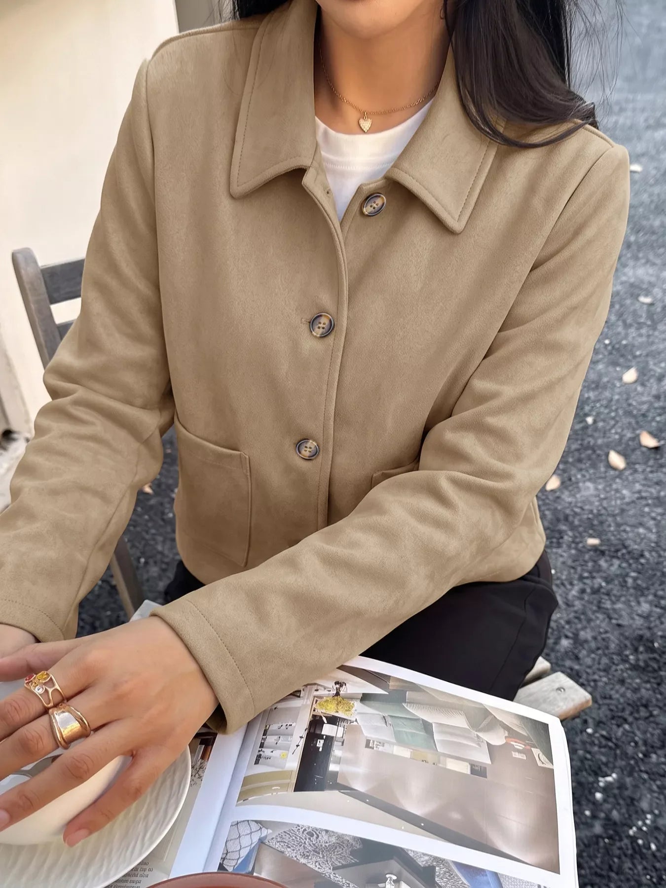 Collared Neck Button Up Jacket