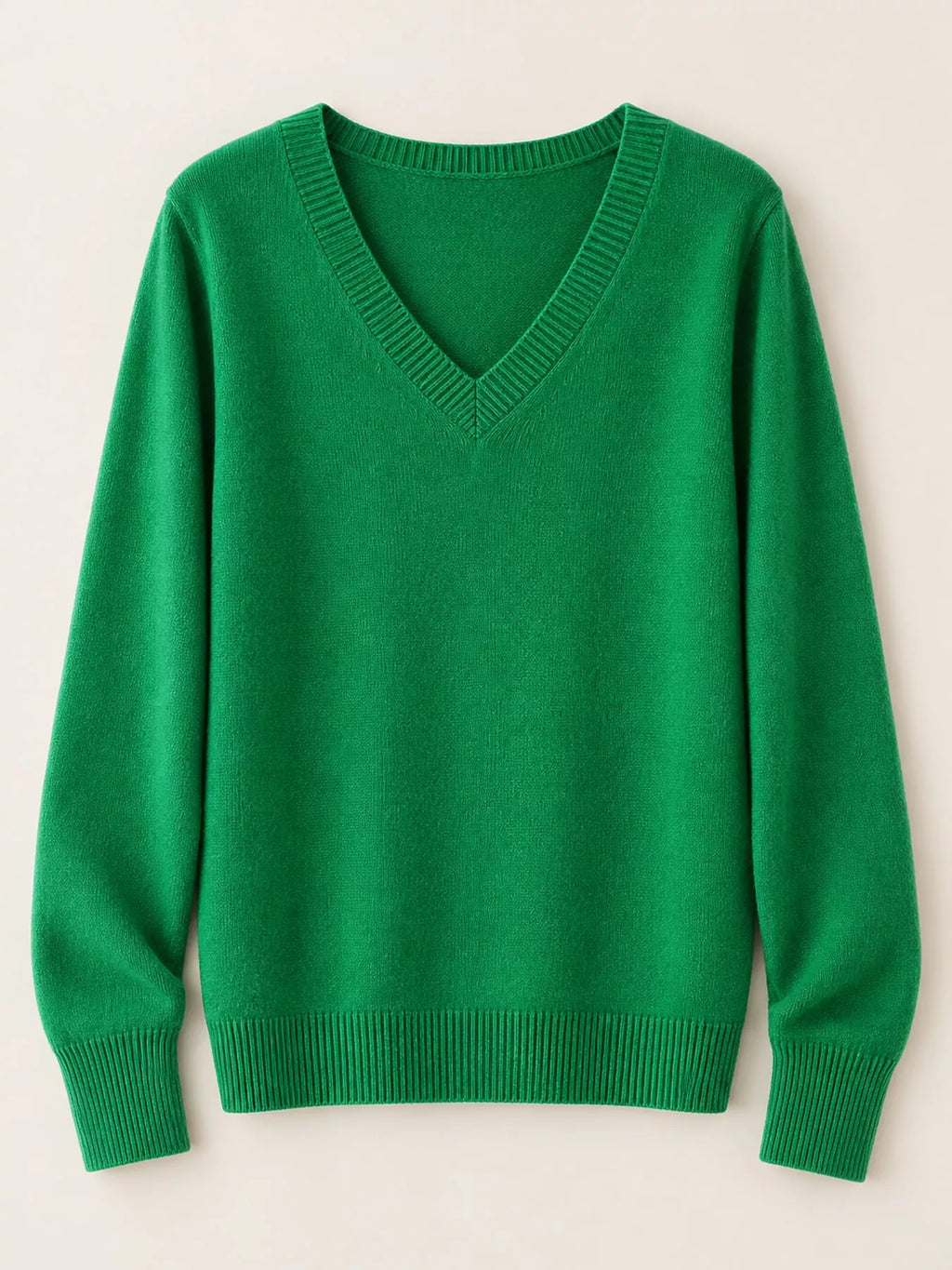 V-Neck Solid Color Sweater