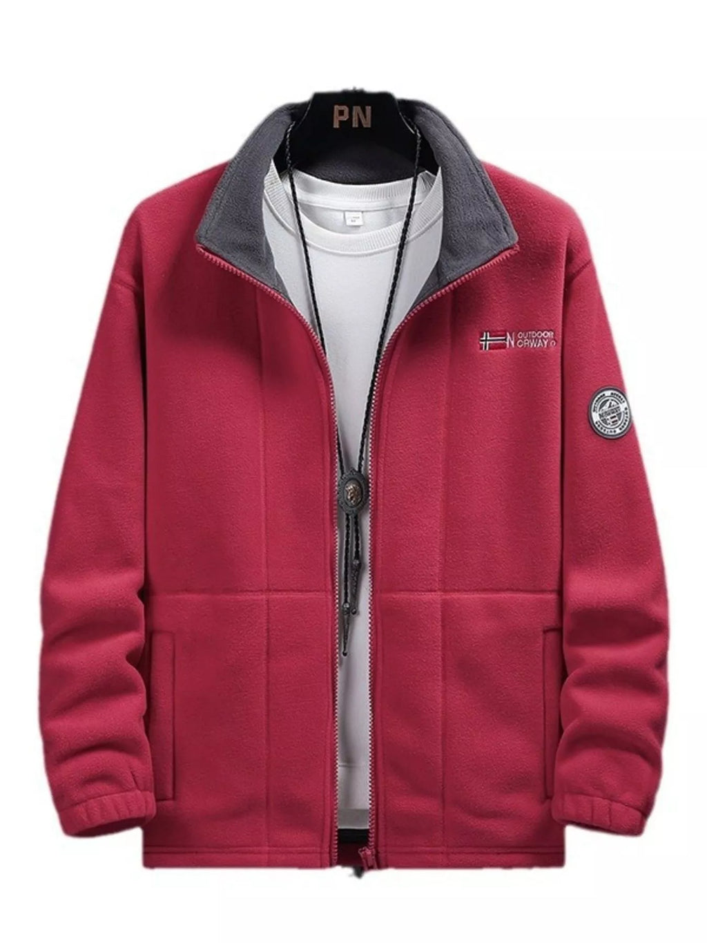 Men's Full Size Zip Up Long Sleeve Fleece Jacket Plus Size