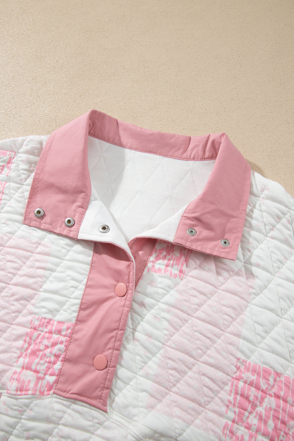 Multicolour Floral Quilted Half Button Pocketed Pullover Sweatshirt