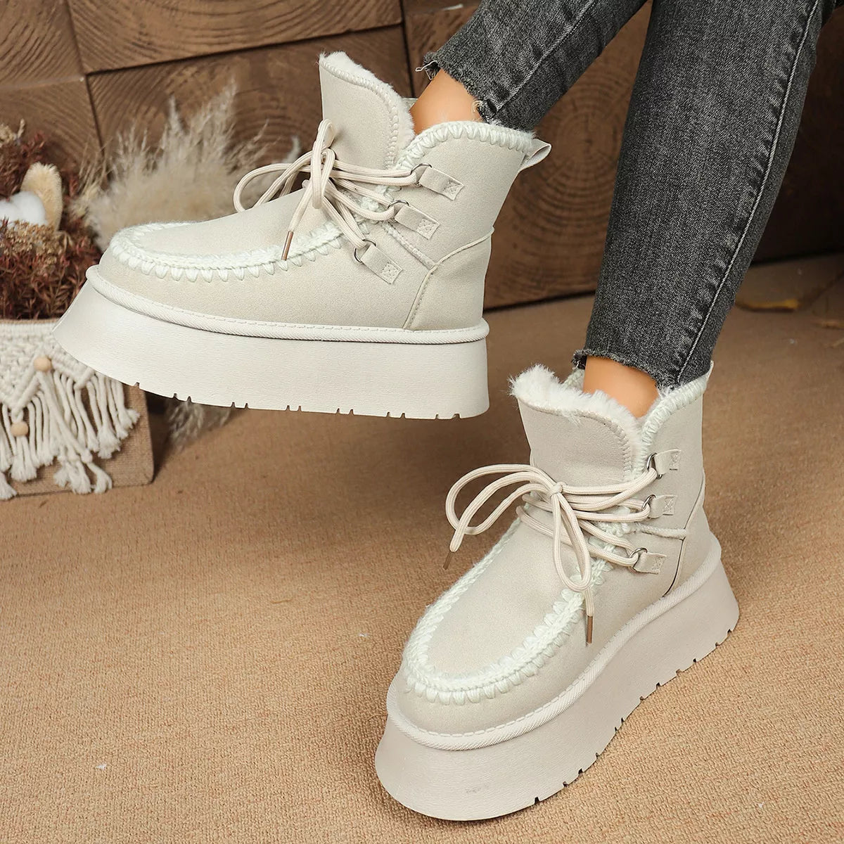 Lace Up Platform Ankle Boots