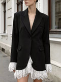 Lace Hem One Button Blazer