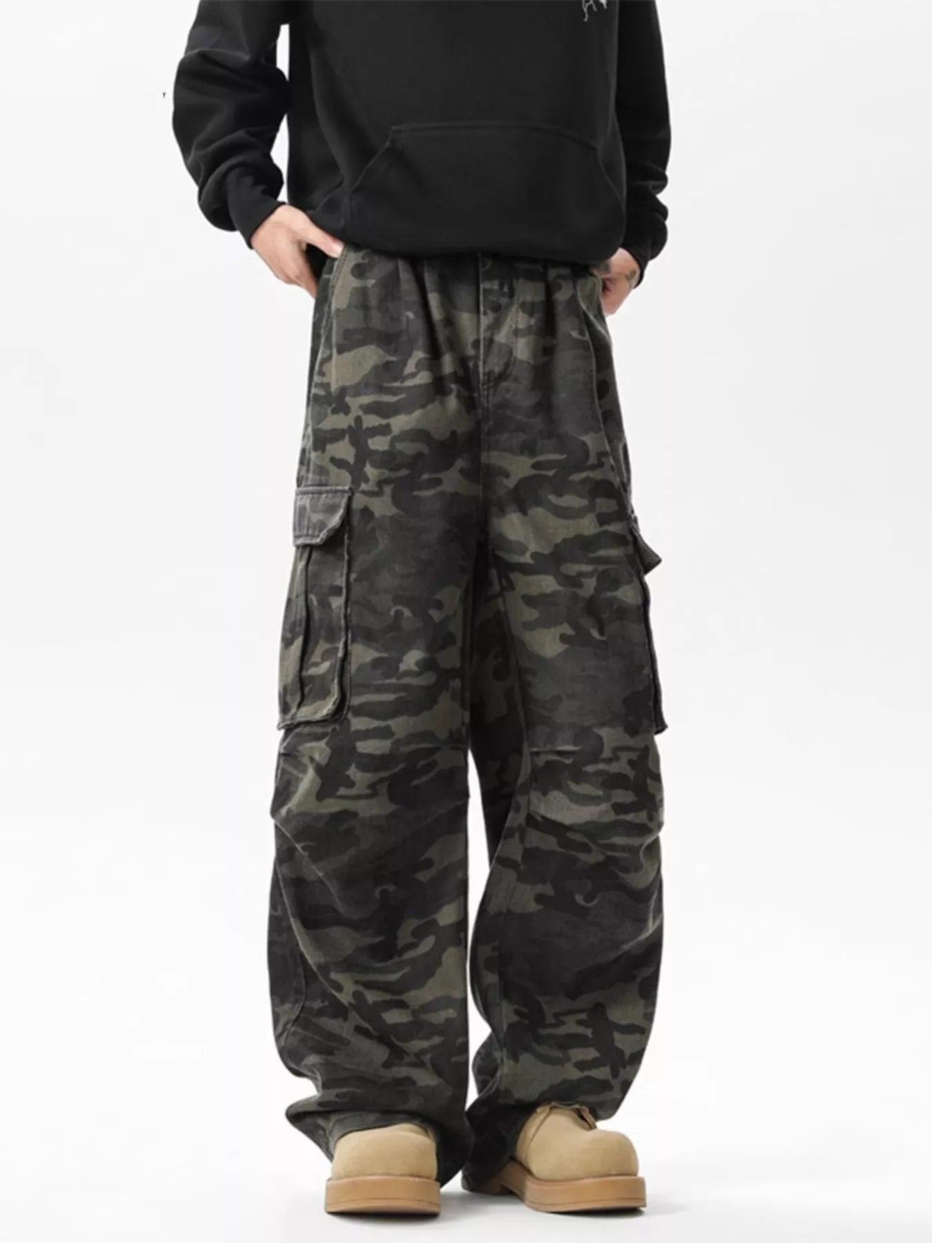 Men's Full Size Loose Fit Camouflage Cargo Pants Plus Size